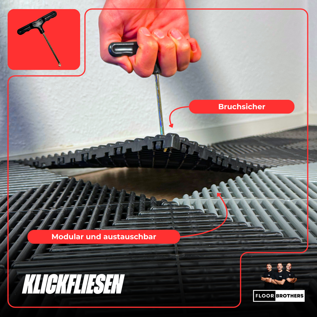 Klickfliesen GRID für Garage, Werkstatt und vieles mehr