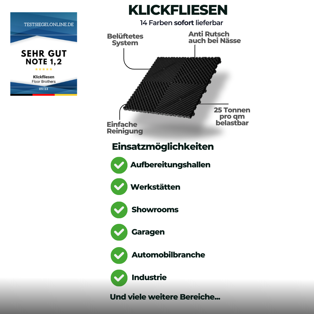 Klickfliesen GRID (belüftet) für Garage, Werkstatt und vieles mehr