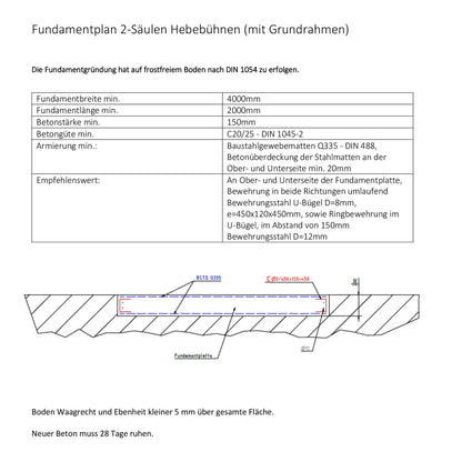2 Säulen Hebebühne Weber Expert Serie Autolift 4.0G mit Grundrahmen