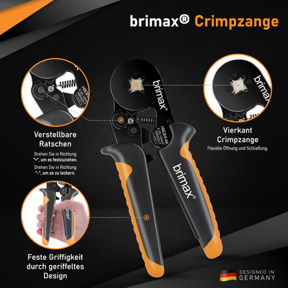 BRIMAX® Crimpzangen Aderendhülsen Set [1800 Stück] Vierkant Kabelschuhzange