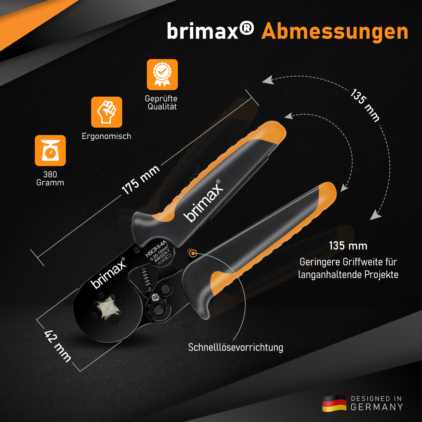 BRIMAX® Crimpzangen Aderendhülsen Set [1800 Stück] Vierkant Kabelschuhzange