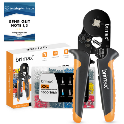 BRIMAX® Crimpzangen Aderendhülsen Set [1800 Stück] Vierkant Kabelschuhzange