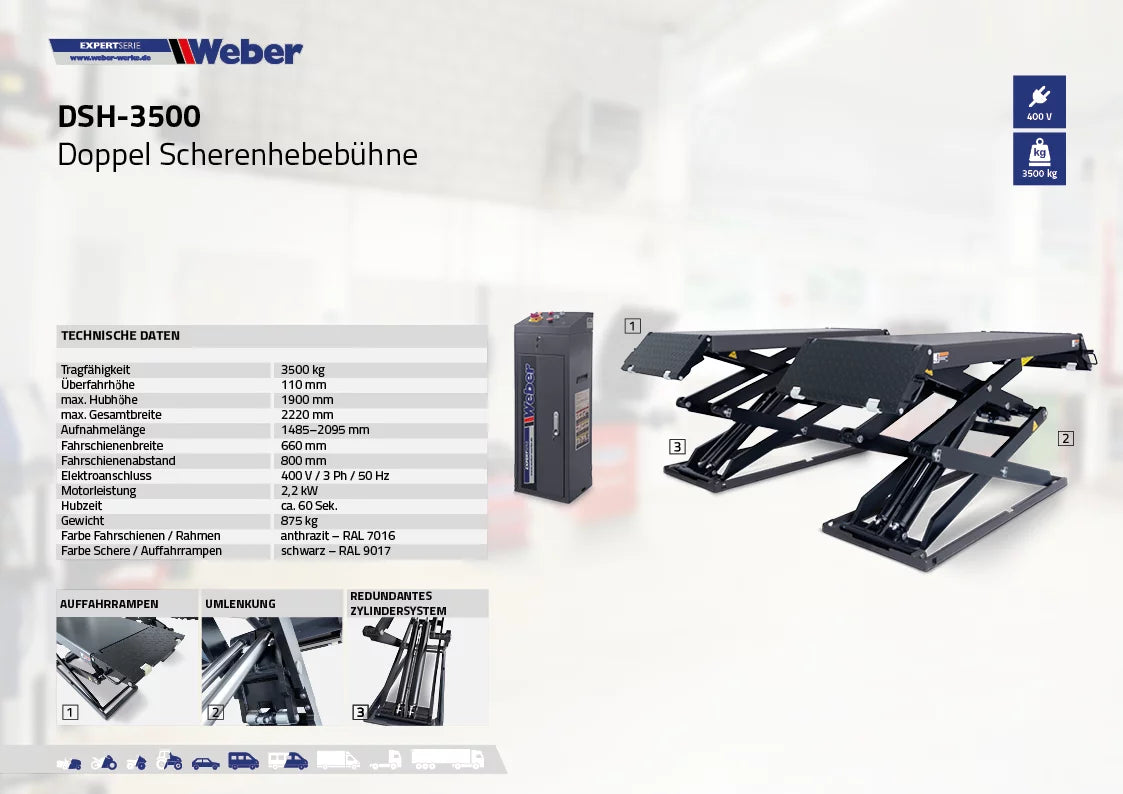 Doppel Scherenhebebühne Weber Expert Serie DSH-3500