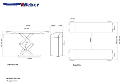 Doppel Scherenhebebühne Weber Expert Serie DSH-3500