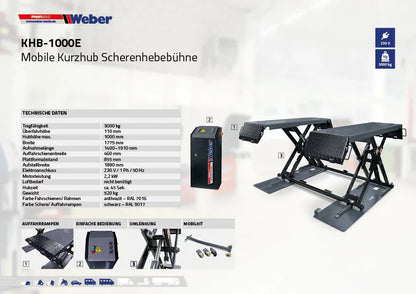 Mobile Kurzhub Scherenhebebühne Weber Profi Serie KHB-1000E