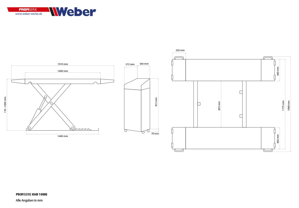 Mobile Kurzhub Scherenhebebühne Weber Profi Serie KHB-1000E