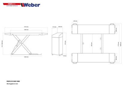 Mobile Kurzhub Scherenhebebühne Weber Profi Serie KHB-1000E