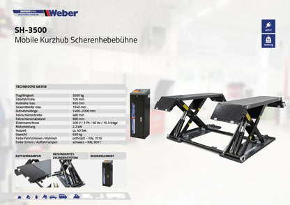 Mobile Kurzhub Scherenhebebühne Weber Expert Serie SH-3500