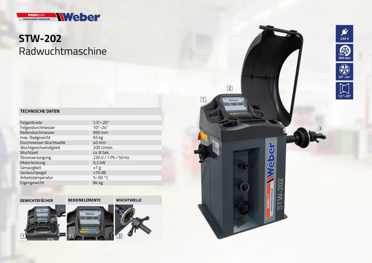 PKW Reifenmontiermaschine H-1024 und Radwuchtmaschine STW-202 inkl. Hilfsmontagearm rechts