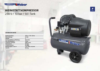 PKW Reifenmontiermaschine 1021 und Radwuchtmaschine "ECO" inkl. Werkstattkompressor 230 V / 10 bar / 50 l Tank