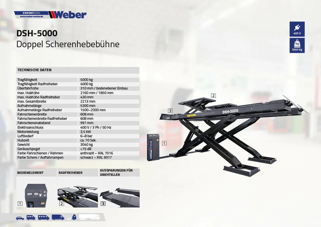 Scherenhebebühne für Achsvermessung Weber Expert Serie DSH-5000