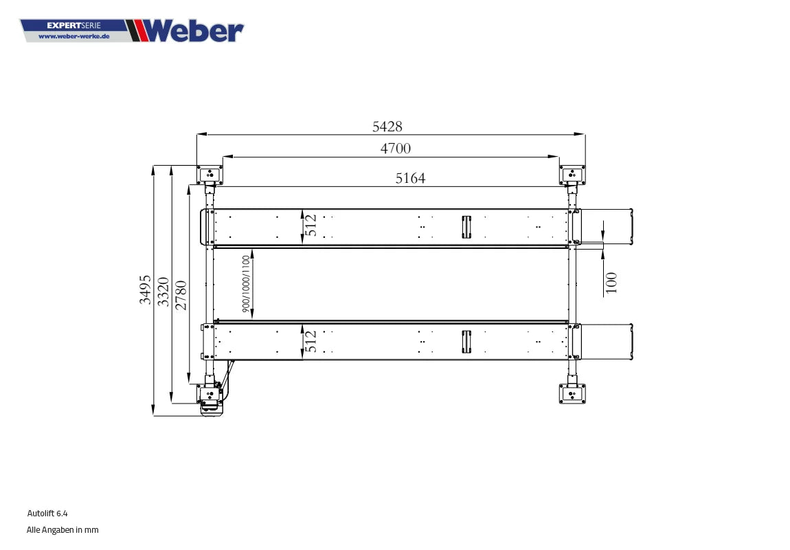 4 Säulen Hebebühne Weber Expert Serie Autolift 6.4