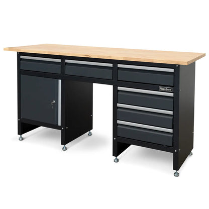 Werkbank mit 6 Schubladen, Schließfach und 171 x 60 cm Holzarbeitsplatte