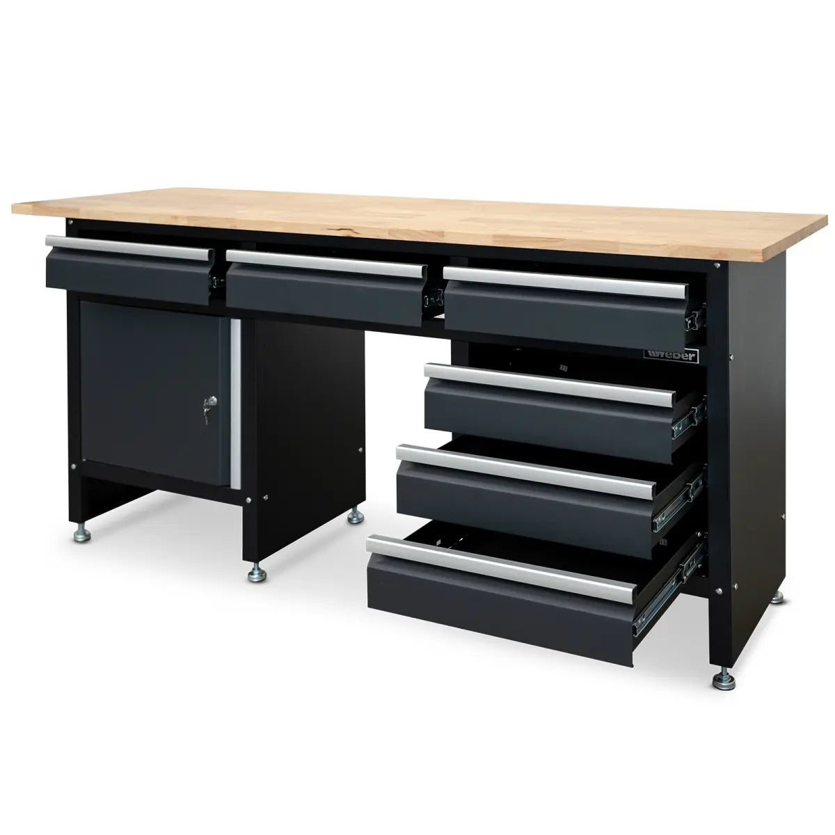 Werkbank mit 6 Schubladen, Schließfach und 171 x 60 cm Holzarbeitsplatte